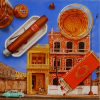 Rum and Cigar on Malecon 130x130cm
